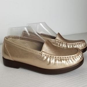 SAS Gold Slide-on Moc Toe Loafers